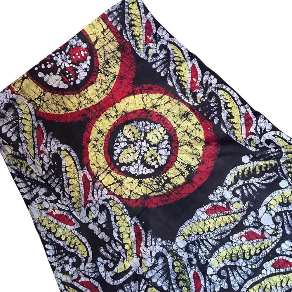 Vintage Colorful 100% Silk Batik Print Rectangular Scarf